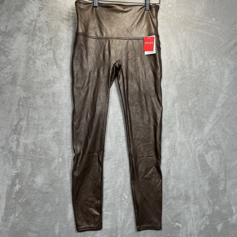 Spanx‎ Leggings XL Women's Shape Faux Leather Bronze Metal